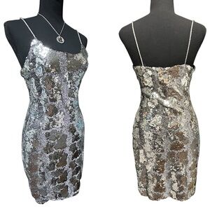 Silver Sequin Dress, EUC, petite small